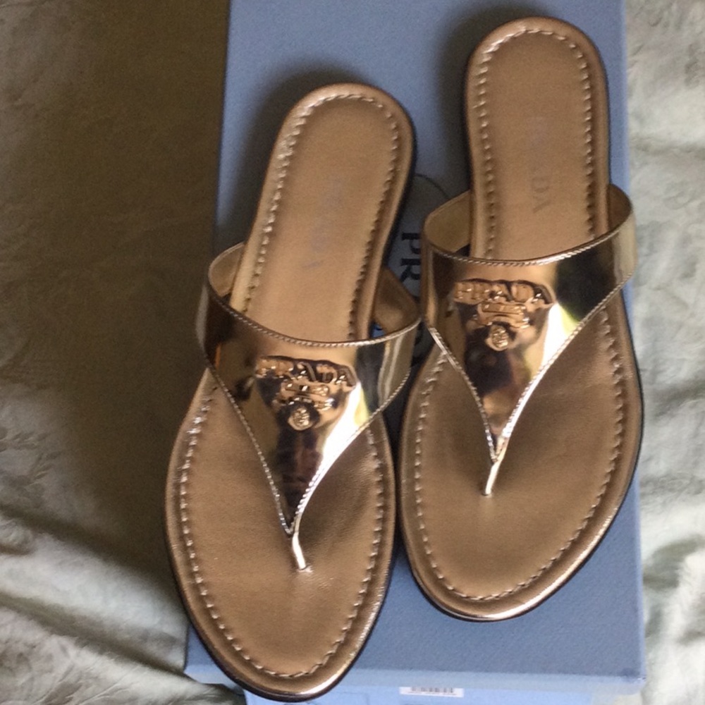 Prada women gold sandals size 39,5